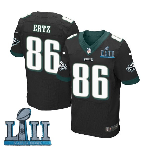 Nike Eagles 86 Zach Ertz Black 2018 Super Bowl LII Elite Jersey