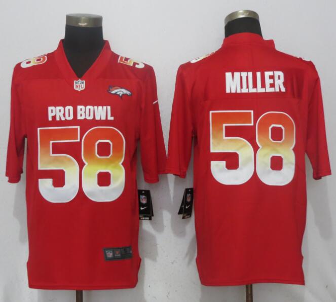 Nike AFC Broncos 58 Von Miller Red 2018 Pro Bowl Game Jersey