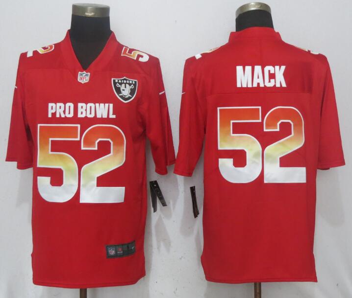 Nike AFC Raiders 52 Khalil Mack Red 2018 Pro Bowl Game Jersey
