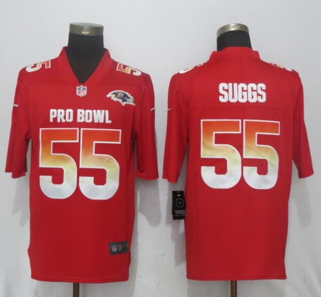 Nike AFC Ravens 55 Terrell Suggs Red 2018 Pro Bowl Game Jersey