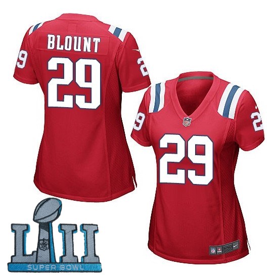 Nike Patriots 29 LeGarrette Blount Red Women 2018 Super Bowl LII Game Jersey