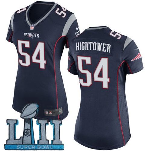 Nike Patriots 54 Dont'a Hightower Navy Women 2018 Super Bowl LII Game Jersey