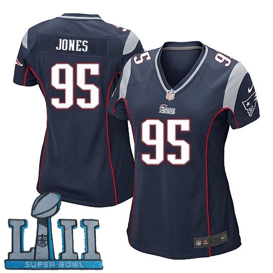 Nike Patriots 95 Chandler Jones Navy Women 2018 Super Bowl LII Game Jersey - Click Image to Close