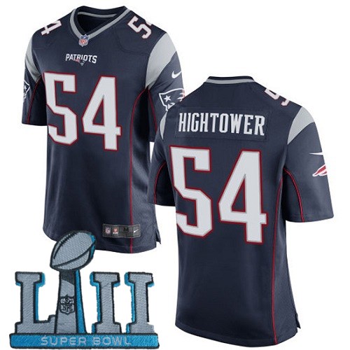 Nike Patriots 54 Dont'a Hightower Navy Youth 2018 Super Bowl LII Game Jersey