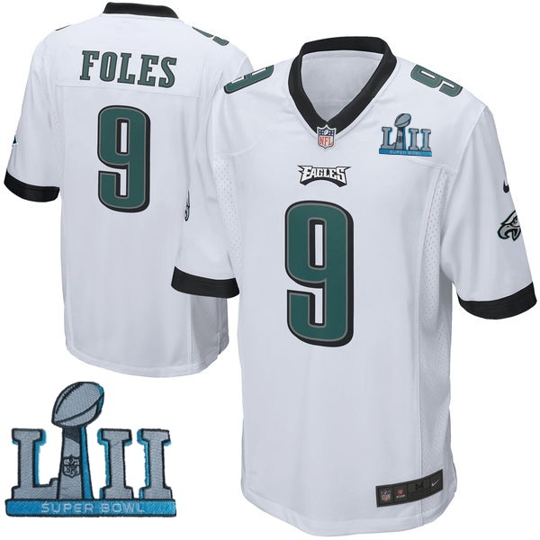Nike Eagles 9 Nick Foles White Youth 2018 Super Bowl LII Game Jersey
