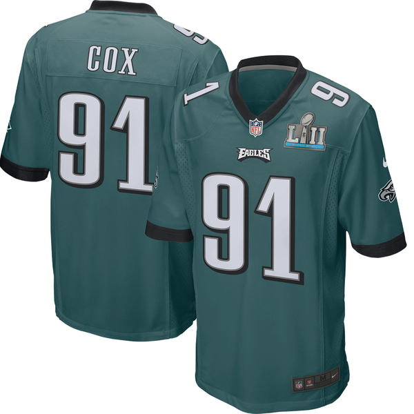 Nike Eagles 91 Fletcher Cox Green Youth 2018 Super Bowl LII Game Jersey - Click Image to Close