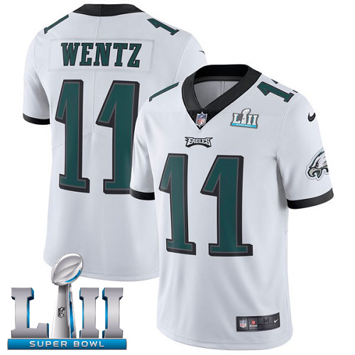 Nike Eagles 11 Carson Wentz White 2018 Super Bowl LII Youth Vapor Untouchable Player Limited Jersey