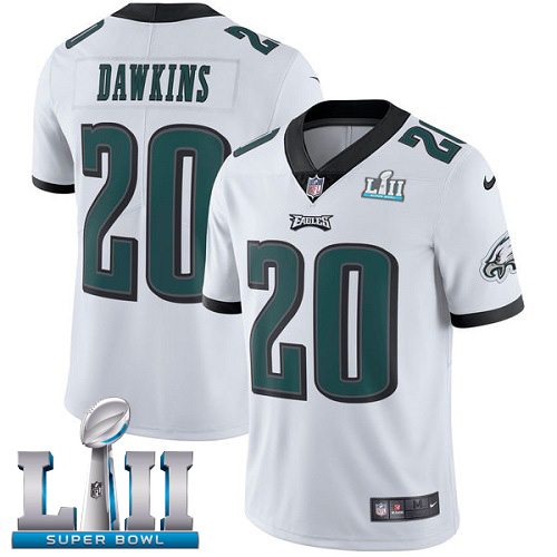 Nike Eagles 20 Brian Dawkins White 2018 Super Bowl LII Youth Vapor Untouchable Player Limited Jersey
