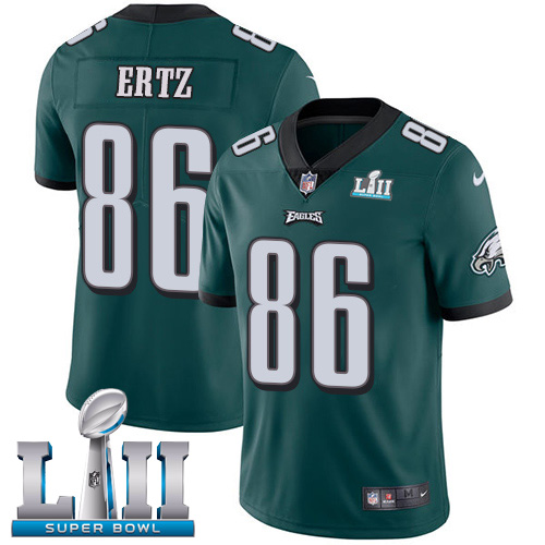 Nike Eagles 86 Zach Ertz Green 2018 Super Bowl LII Youth Vapor Untouchable Player Limited Jersey