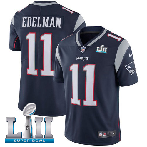 Nike Patriots 11 Julian Edelman Navy 2018 Super Bowl LII Vapor Untouchable Player Limited Jersey - Click Image to Close