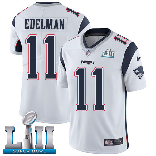 Nike Patriots 11 Julian Edelman White 2018 Super Bowl LII Vapor Untouchable Player Limited Jersey