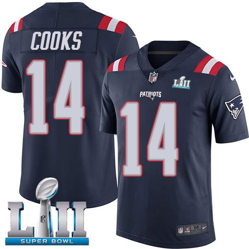 Nike Patriots 14 Brandin Cooks Navy 2018 Super Bowl LII Color Rush Limited Jersey