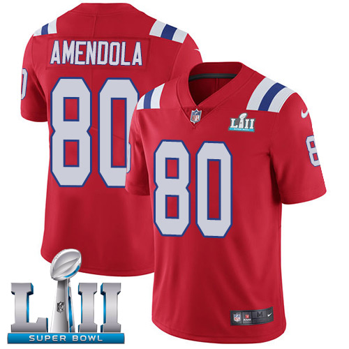 Nike Patriots 80 Danny Amendola Red 2018 Super Bowl LII Vapor Untouchable Player Limited Jersey