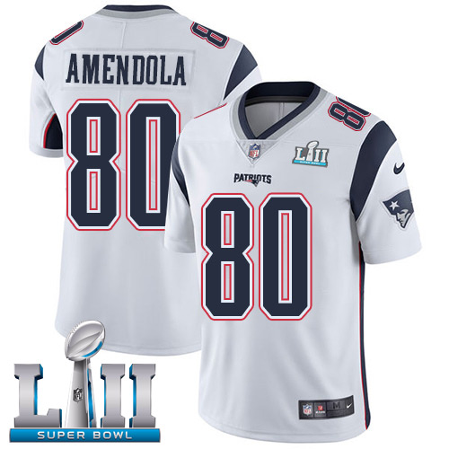 Nike Patriots 80 Danny Amendola White 2018 Super Bowl LII Youth Vapor Untouchable Player Limited Jersey