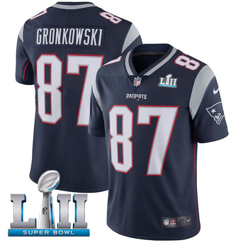Nike Patriots 87 Rob Gronkowski Navy 2018 Super Bowl LII Youth Vapor Untouchable Player Limited Jersey