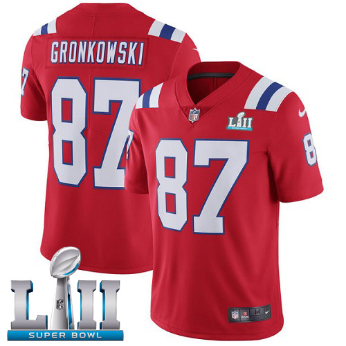 Nike Patriots 87 Rob Gronkowski Red 2018 Super Bowl LII Vapor Untouchable Player Limited Jersey - Click Image to Close
