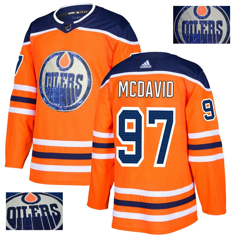 Oilers 97 Connor McDavid Orange With Special Glittery Logo Adidas Jersey