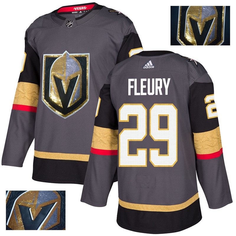 Vegas Golden Knights 29 Marc-Andre Fleury Gray With Special Glittery Logo Adidas Jersey