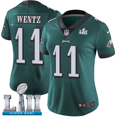Nike Eagles 11 Carson Wentz Green Women 2018 Super Bowl LII Vapor Untouchable Player Limited Jersey - Click Image to Close