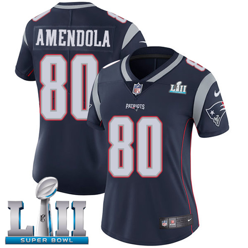 Nike Patriots 80 Danny Amendola Navy Women 2018 Super Bowl LII Vapor Untouchable Player Limited Jersey