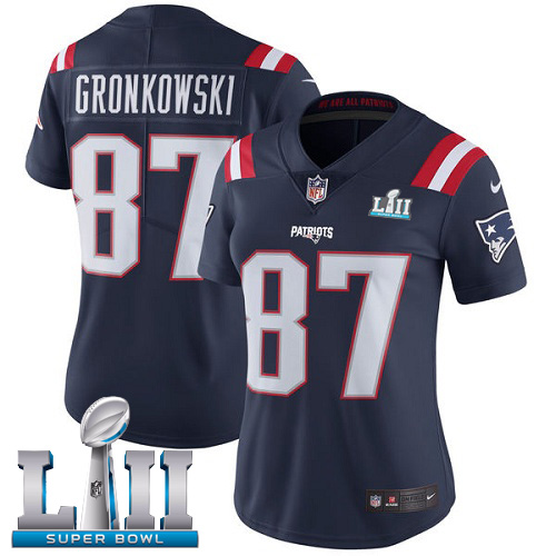 Nike Patriots 87 Rob Gronkowski Navy Women 2018 Super Bowl LII Color Rush Limited Jersey - Click Image to Close