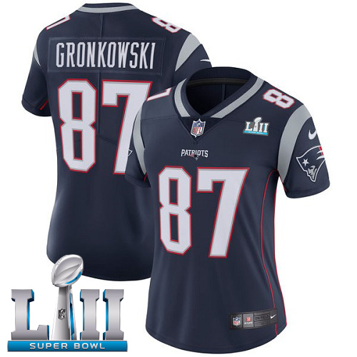 Nike Patriots 87 Rob Gronkowski Navy Women 2018 Super Bowl LII Vapor Untouchable Player Limited Jersey