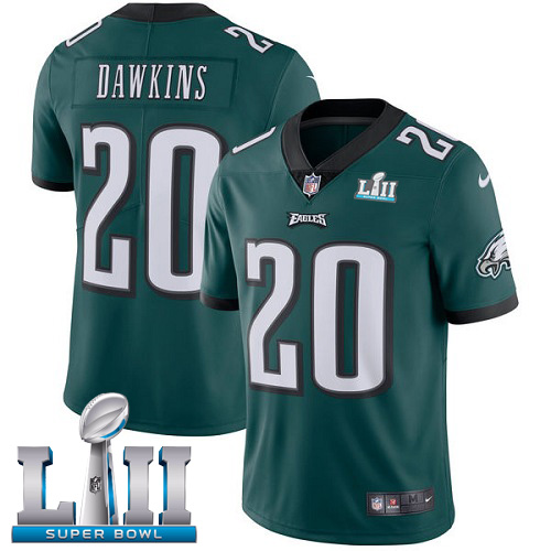 Nike Eagles 20 Brian Dawkins Green Youth 2018 Super Bowl LII Vapor Untouchable Player Limited Jersey