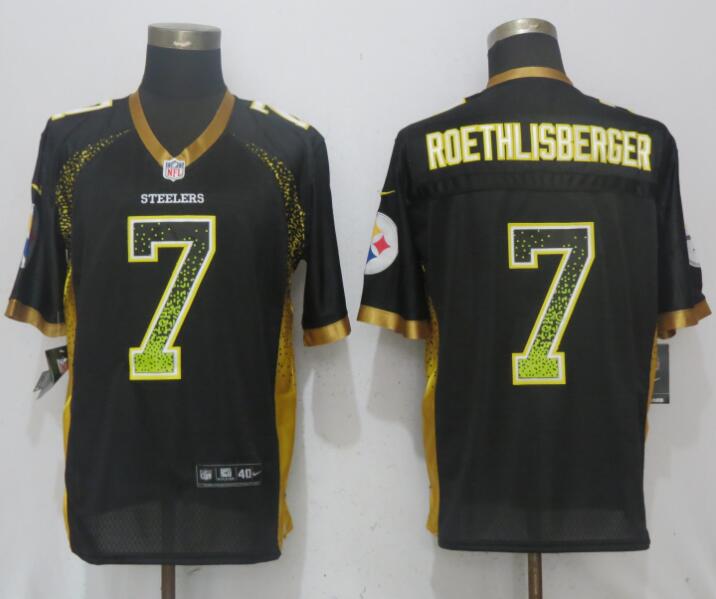 Nike Steelers 7 Ben Roethlisberger Black Drift Fashion Elite Jersey - Click Image to Close