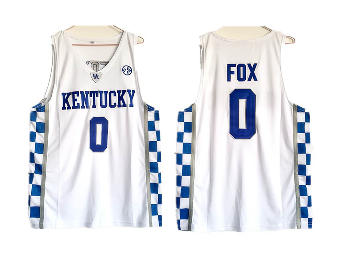 Kentucky Wildcats 0 De'Aaron Fox White College Basketball Jersey