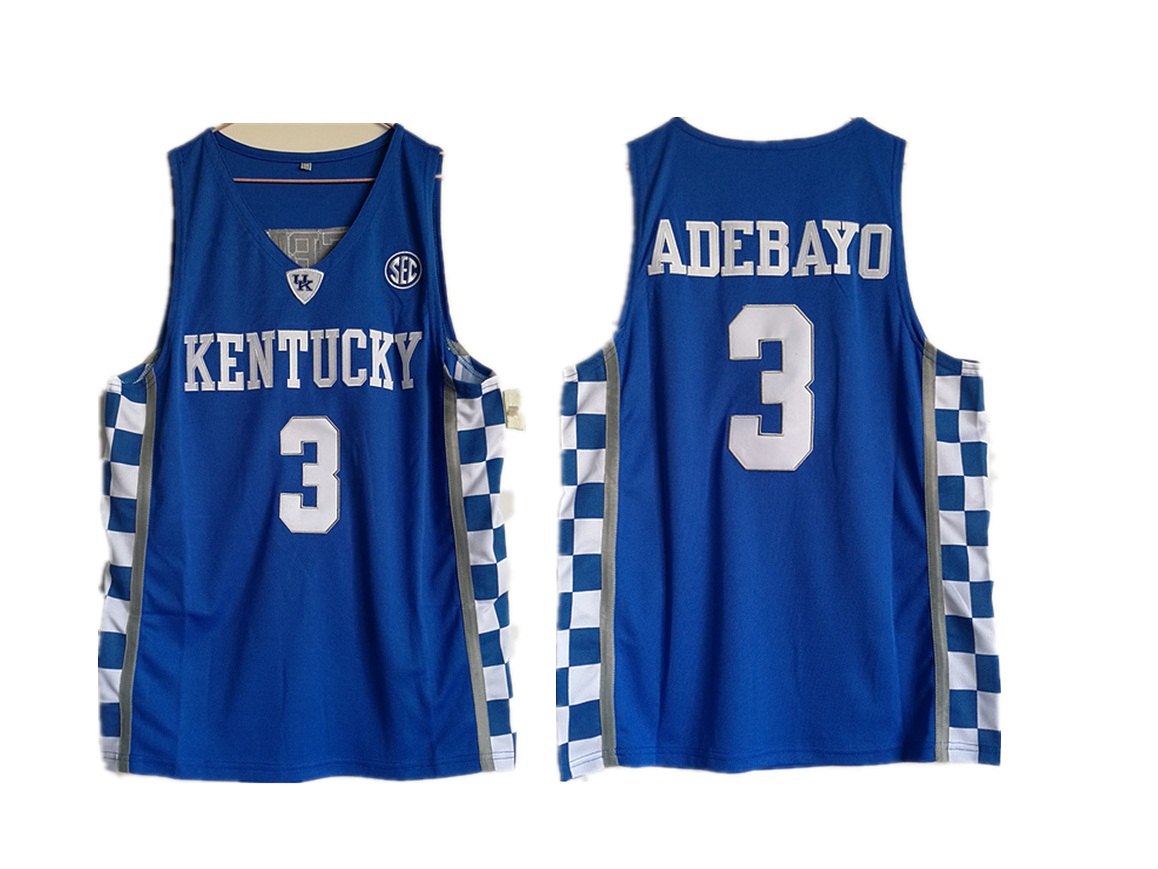 Kentucky Wildcats 3 Edrice Adebayo Blue College Basketball Jersey
