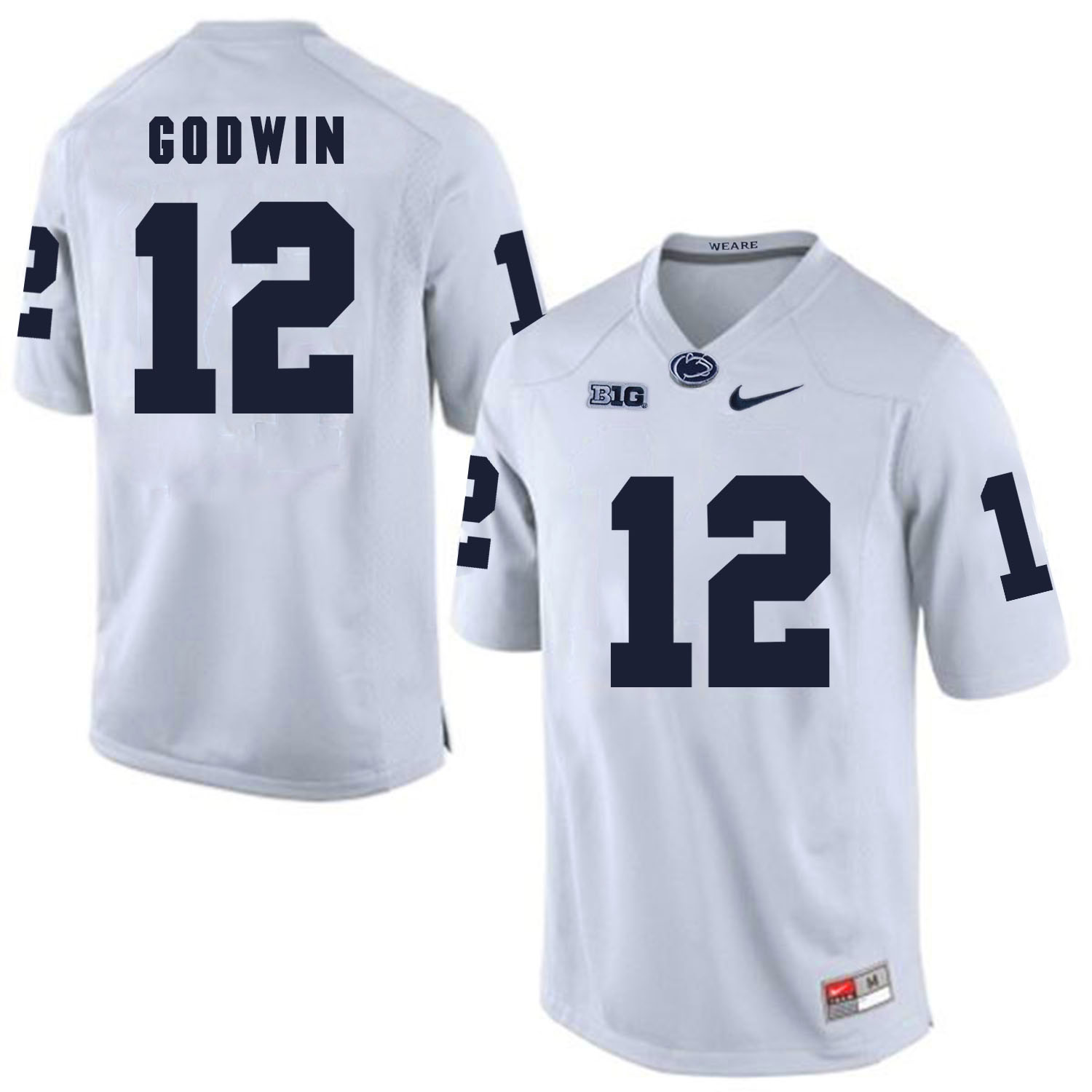 Penn State Nittany Lions 12 Chris Godwin White College Football Jersey - Click Image to Close