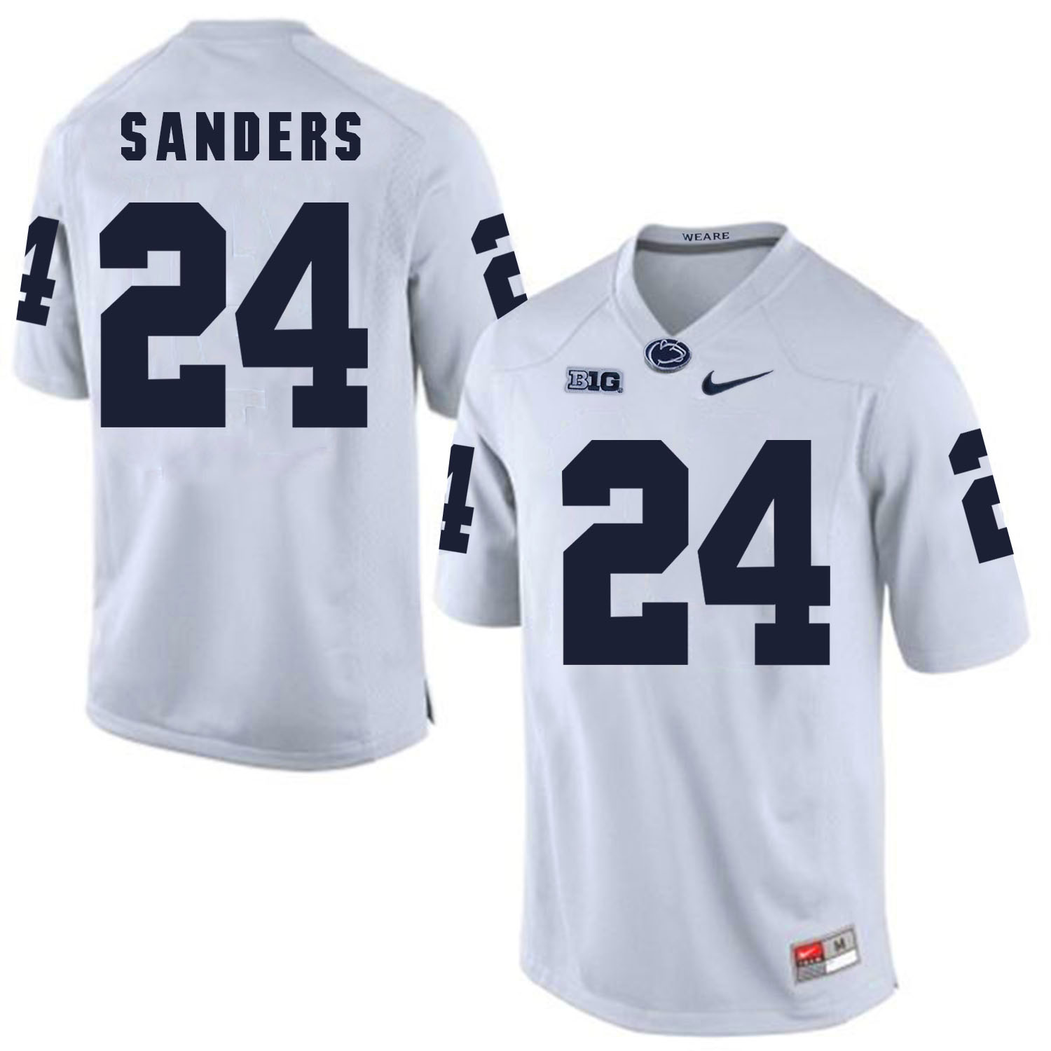 Penn State Nittany Lions 24 Miles Sanders White College Football Jersey - Click Image to Close