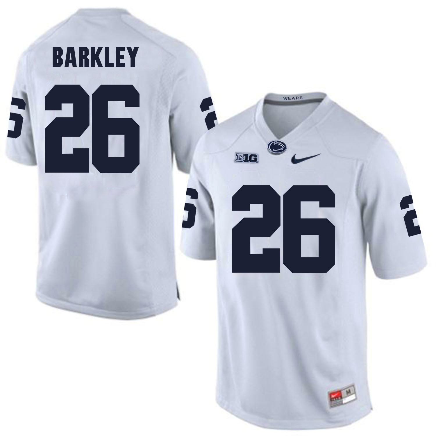 Penn State Nittany Lions 26 Saquon Barkley White College Football Jersey - Click Image to Close