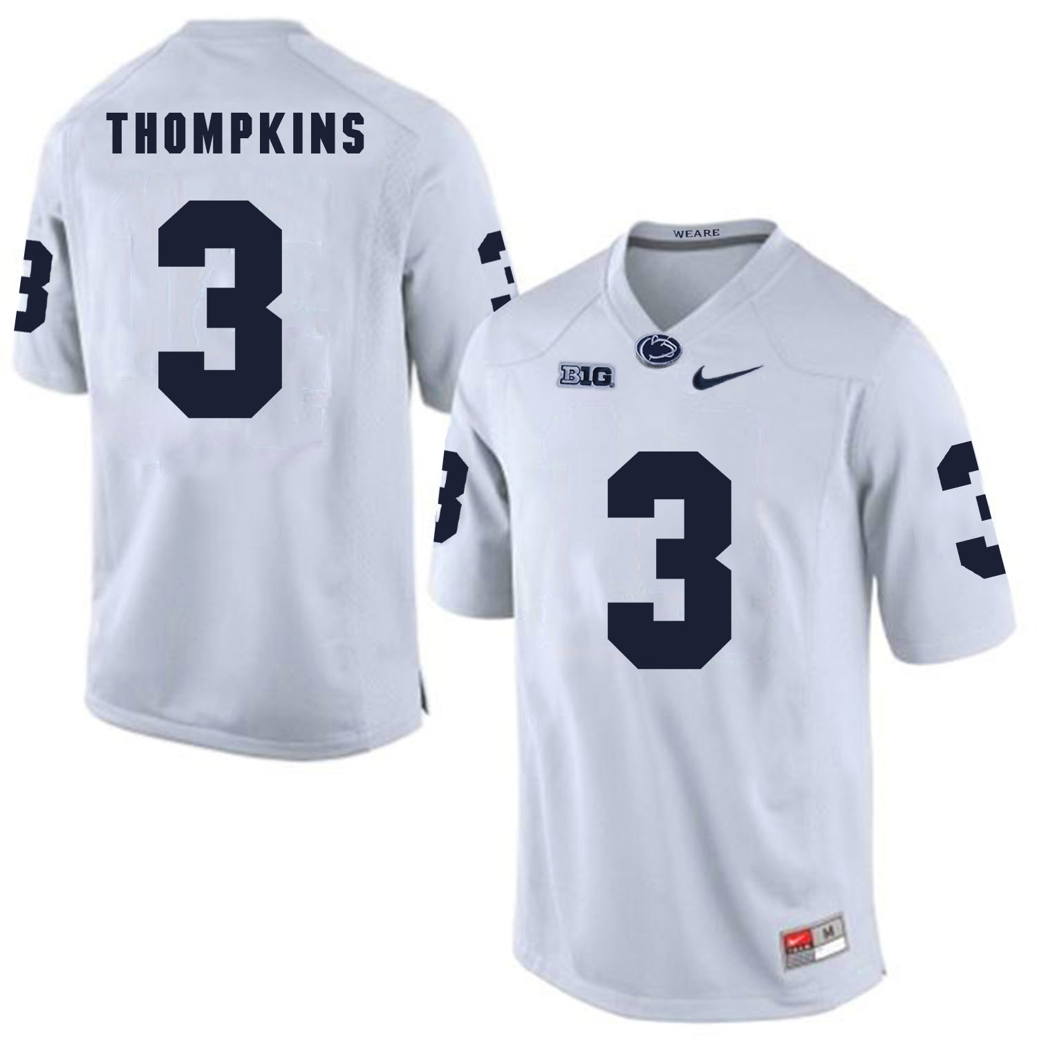 Penn State Nittany Lions 3 DeAndre Thompkins White College Football Jersey - Click Image to Close