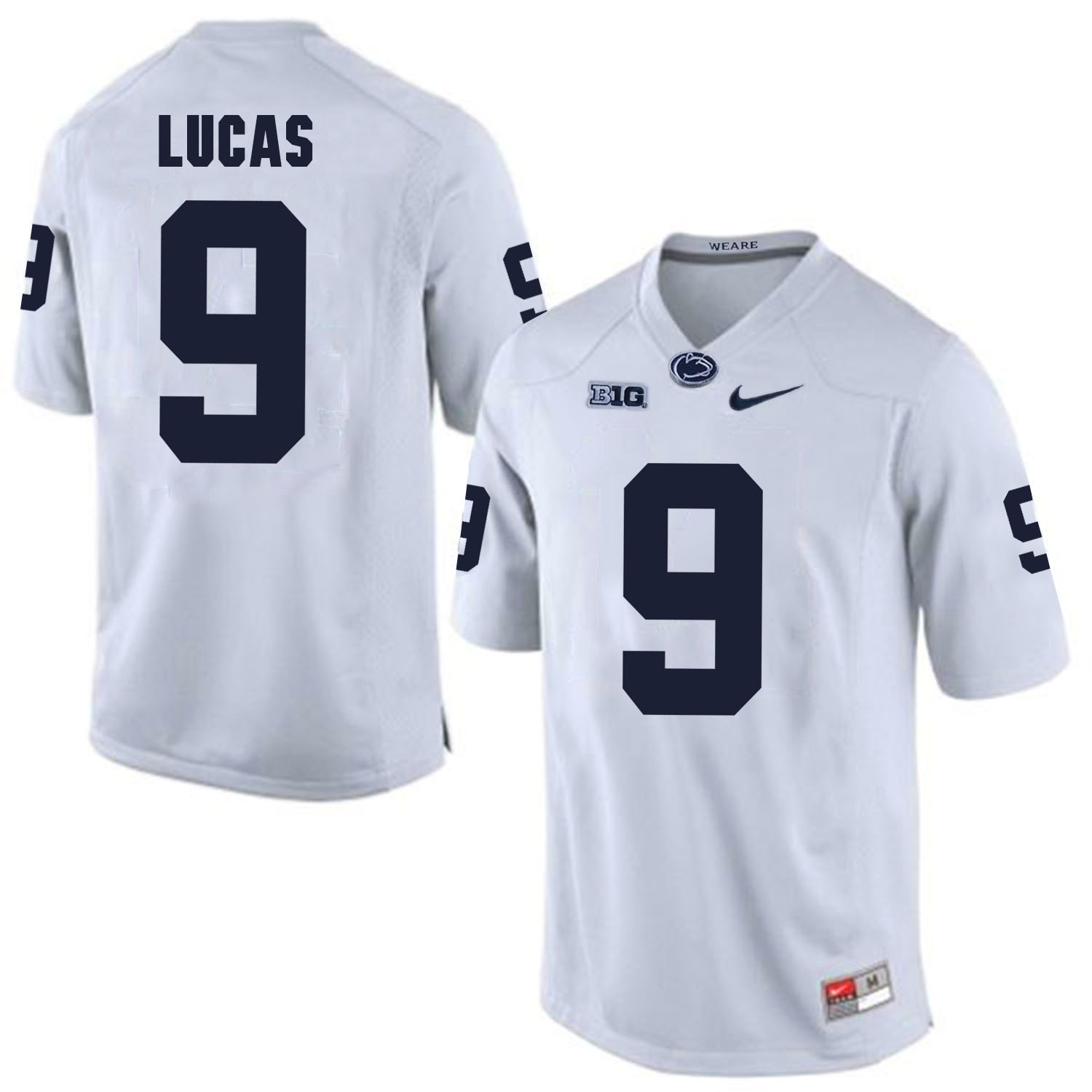 Penn State Nittany Lions 9 Jordan Lucas White College Football Jersey - Click Image to Close