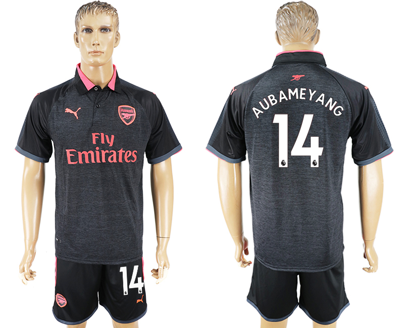 2017-18 Arsenal 14 AUBAMEYANG Away UEFA Champions League Soccer Jersey