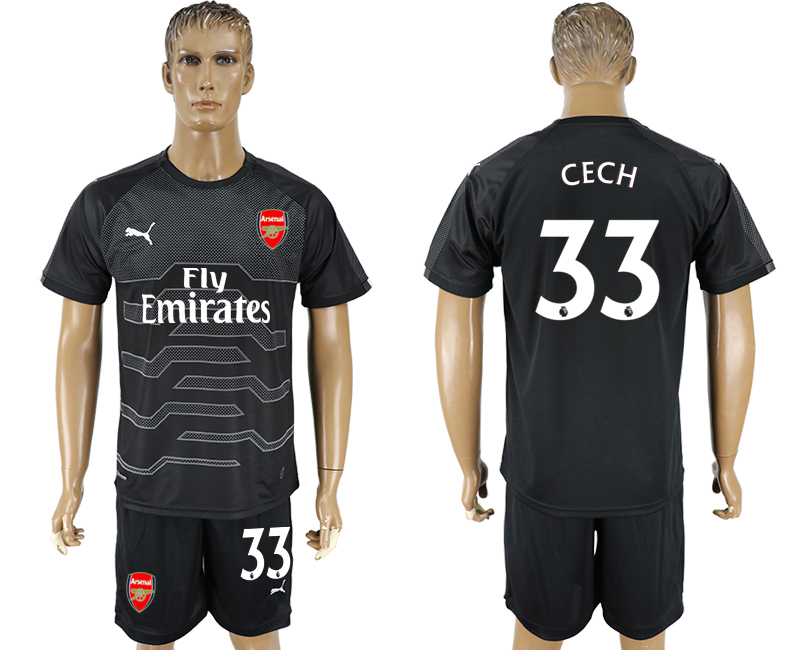 2017-18 Arsenal 33 CECH Black Goalkeeper Soccer Jersey