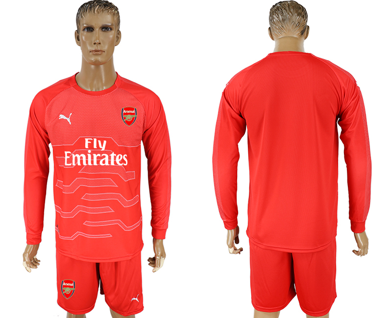 2017-18 Arsenal Red Long Sleeve Goalkeeper Soccer Jersey