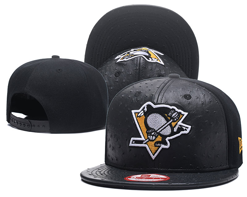 Penguins Team Logo Black Adjustable Hat GS