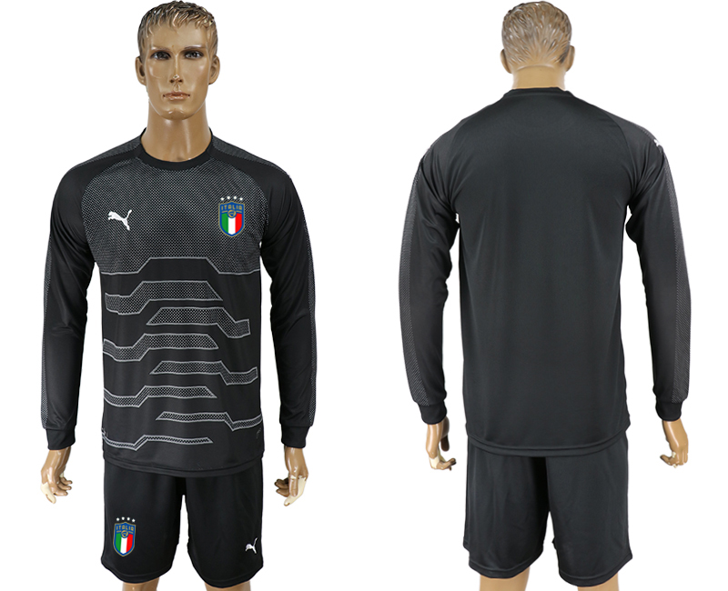 Italy Black Goalkeeper 2018 FIFA World Cup Long Sleeve Soccer Jersey