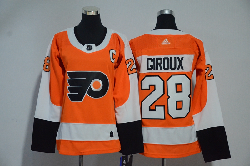 Flyers 28 Claude Giroux Orange Women Adidas Jersey