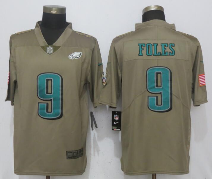 Nike Eagles 9 Nick Foles Olive Salute To Service Limited Jersey