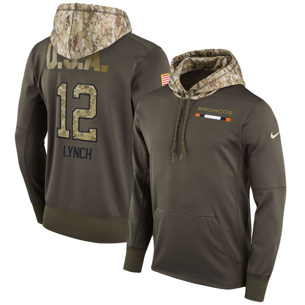 Nike Broncos 12 Paxton Lynch Olive Salute To Service Pullover Hoodie