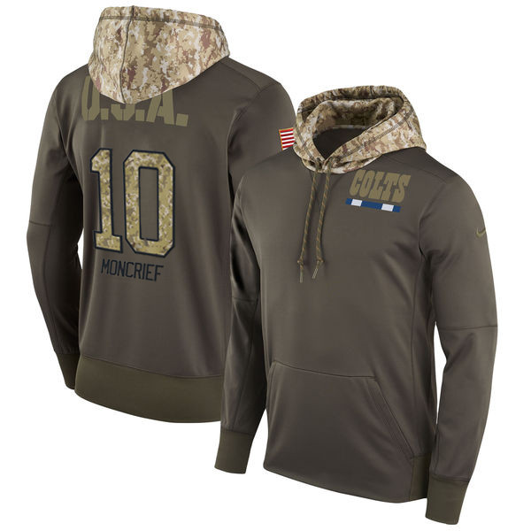 Nike Colts 10 Donte Moncrief Olive Salute To Service Pullover Hoodie