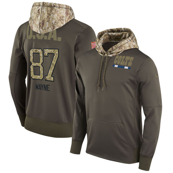 Nike Colts 87 Reggie Wayne Olive Salute To Service Pullover Hoodie