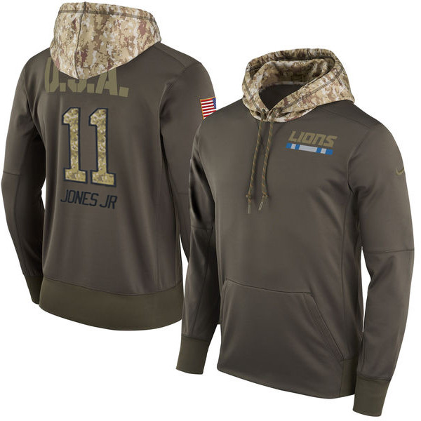 Nike Lions 11 Marvin Jones Jr Olive Salute To Service Pullover Hoodie
