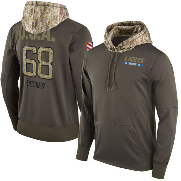 Nike Lions 68 Taylor Decker Olive Salute To Service Pullover Hoodie