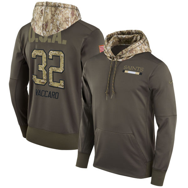 Nike Saints 32 Kenny Vaccaro Olive Salute To Service Pullover Hoodie - Click Image to Close