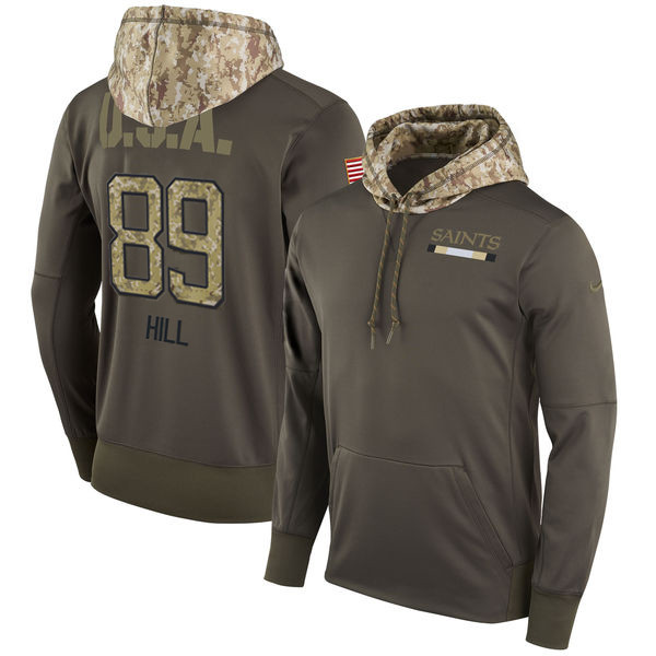 Nike Saints 89 Josh Hill Olive Salute To Service Pullover Hoodie