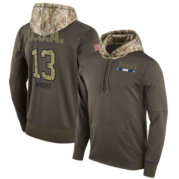 Nike Titans 13 Kendall Wright Olive Salute To Service Pullover Hoodie